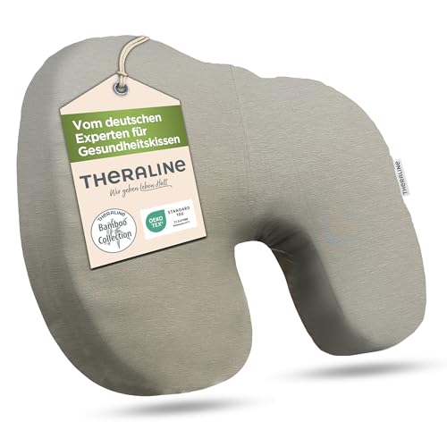 Theraline Orthopädisches Sitzkissen mit Schaum & feinen Perlen, ergonomisches Sitzkissen für Bürostuhl, Steißbeinkissen, Sitzkissen U-förmig mit atmungsaktivem Bezug, waschbar bei bis zu 60°C von Theraline