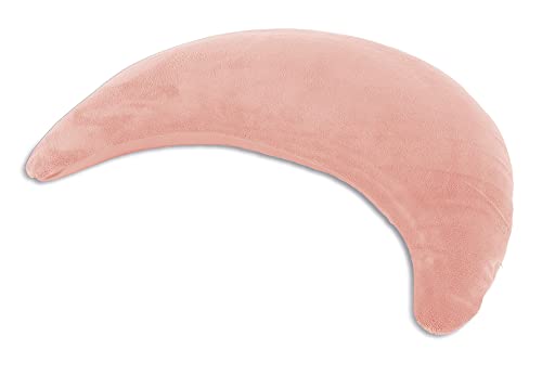 Theraline Plüschmond Stillkissen, Kopfkissen und Nackenkissen mit Perlen, ergonomisches Kissen zum Stillen, Schlafen und Lesen, Stillmond mit Plüsch, Mondkissen waschbar bis 40°C Farbe: Puderrosa von Theraline