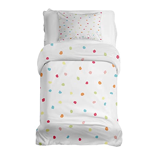 TherapieWelt Bettwäsche Kinder Set - Deckenezug Bezug aus Baumwolle mit Reißverschluss Bettbezug 100x135cm und Kissenbezug 40x60cm für Kinder/Jugendliche Punkte Mehrfarbig TherapieWelt Bettwäsche Kinder Set - Deckenezug Bezug aus Baumwolle mit Reißverschluss Bettbezug 100x135cm und Kissenbezug 40x60cm für Kinder/Jugendliche Punkte Mehrfarbig von TherapieWelt