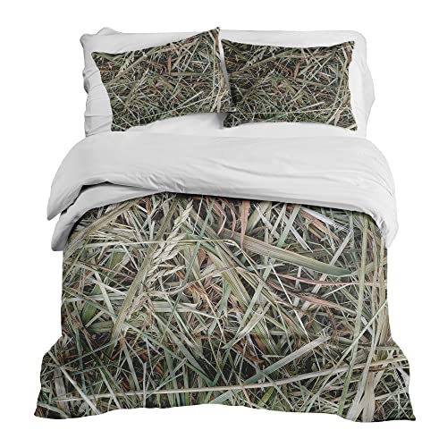 TherapieWelt Bettwäsche aus Atmungsaktive Baumwolle 3 teilig Set für Bett Schlafzimmer Deckenbezug mit Reißverschluss Bettbezug 150x220cm und 2X Kissenbezüge 80x80cm Heu Stroh grün braun von TherapieWelt