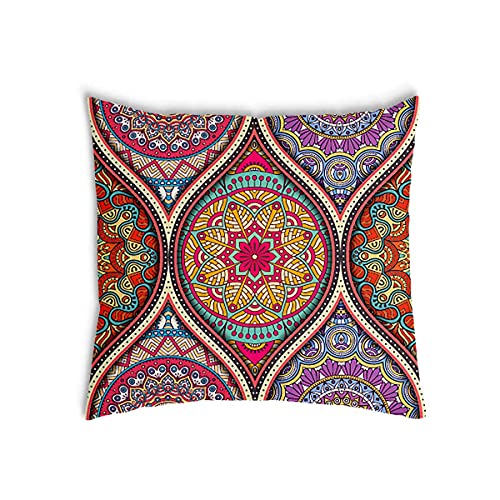 TherapieWelt Dekokissen Zierkissen aus Baumwolle mit Füllung und Kissenbezüge Sitzkissen für Sofa Schlafzimmer Büro Cafe Couchkisen Kissenhülle 50x50cm Mandala Mehrfarbig von TherapieWelt