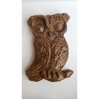 Braun Lackierte Wandhalterung Eule Aus Keramik Von Arnels von ThereAndBackVintage