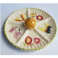 Geteilte Servierplatte Aus Keramik Im Obst - Und Korblook Mit Pickhalter Zentrum Made in Japan von ThereAndBackVintage