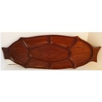 Vintage Großes Oval Holz Geteiltes Tablett von ThereAndBackVintage