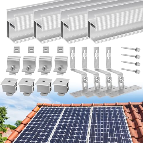 Solarmodul Halterung Ziegeldach Set Für 2 Module, Therlan Upgrade 200MM Aluprofil & Photovoltaik Dachhaken, Verstellbar Solar Halterung Anwendbar Solarmodule Dick 30-45mm, Solarpanel Halterung Set Solarmodul Halterung Ziegeldach Set Für 2 Module, Therlan Upgrade 200MM Aluprofil & Photovoltaik Dachhaken, Verstellbar Solar Halterung Anwendbar Solarmodule Dick 30-45mm, Solarpanel Halterung Set von Therlan