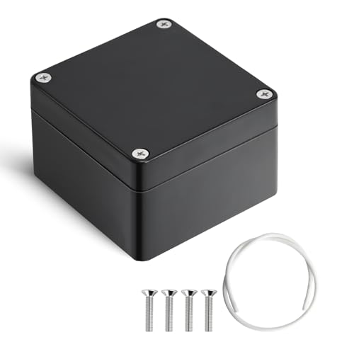 Therlan Abzweigdose Schwarz Wasserdicht IP65, Elektronik Gehäuse, Wasserdicht Anschlussdose Aufputz Verteilerdose, ABS Projekt Box Kunststoff Anschlusskasten Aufputzdose (83 x 81 x 56 mm, Schwarz) von Therlan