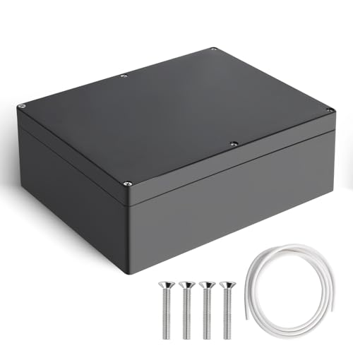Therlan Abzweigdose Schwarz Wasserdicht IP65, Elektronik Gehäuse Anschlussdose Aufputz Schwarz Verteilerdose Außen Wasserdicht, ABS Projekt Box Kunststoff Anschlusskasten Aufputzdose 263x182x95 mm von Therlan