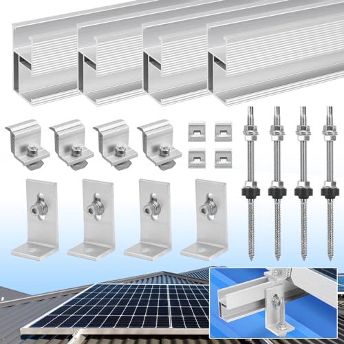 Therlan Solarpanel Halterung Blechdach, Für 1pcs module, Alu PV Befestigung Für Solarmodule Dick 30-45mm Verstellbar Stockschrauben Solarmodule Halterung Blechdach von Therlan