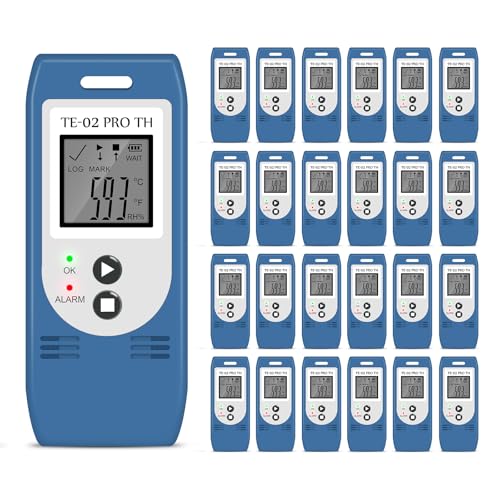 TE-02 Pro TH Datenlogger Temperatur Luftfeuchtigkeitmit automatischen CSV PDF Berichten, Vergleich von Daten mehrerer Geräte, Überwachung von Kühl- und Tiefkühllagern mit Kalibrierzertifikat (25) von Therm La Mode