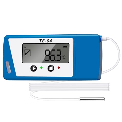 ThermElc TE-04 ET USB Temperatur Datenlogger, Temperaturrekorder mit Externem Sensor, Großem LCD-Bildschirm, Automatischen PDF/CSV-Berichten, 35000 Punkte, Temperaturmonitor für Impfstoffkühlschränke von Therm La Mode
