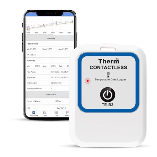ThermElc TE-B2 Bluetooth Temperatur Datenlogger mit Fernüberwachung in der App, PDF-CSV-Bericht, Vergleich von Daten mehrerer Geräte, Überwachung von Kühl- und Gefrierlagern von Therm La Mode