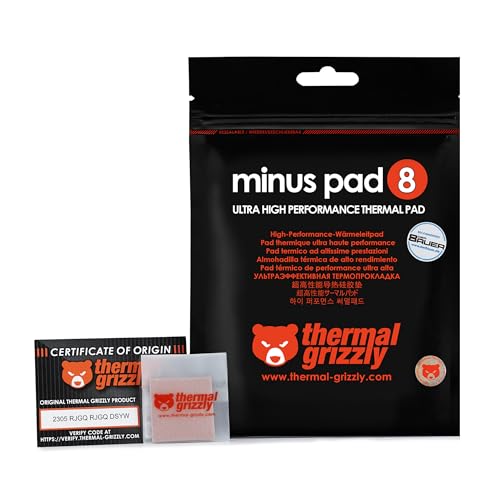 Thermal Grizzly - Minus Pad 8 (30x30x0,5mm) - elektrisch Nicht leitendes Wärmeleitpad, hohe Wärmeleitfähigkeit und Komprimierbarkeit für SSDs, GPUs, Konsolen und Elektronik von Thermal Grizzly