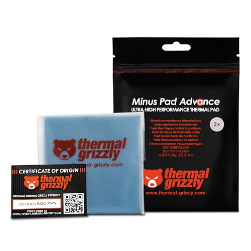 Thermal Grizzly Minus Pad Advance – 2er-Pack Wärmeleitpad, 100 x 100 x 1,5 mm, elektrisch Nicht leitend, hohe Wärmeleitfähigkeit und Komprimierbarkeit für SSDs, GPUs und Elektronik Thermal Grizzly Minus Pad Advance – 2er-Pack Wärmeleitpad, 100 x 100 x 1,5 mm, elektrisch Nicht leitend, hohe Wärmeleitfähigkeit und Komprimierbarkeit für SSDs, GPUs und Elektronik von Thermal Grizzly