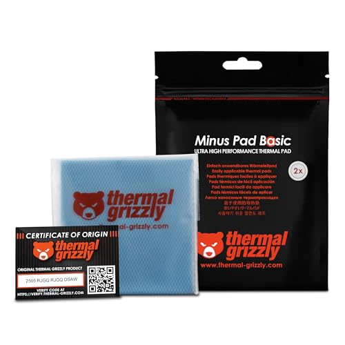 Thermal Grizzly Minus Pad Basic – 2er-Pack Wärmeleitpad, 100 x 100 x 2,0 mm, elektrisch nicht leitend, hohe Wärmeleitfähigkeit und Komprimierbarkeit für SSDs, GPUs und Elektronik Thermal Grizzly Minus Pad Basic – 2er-Pack Wärmeleitpad, 100 x 100 x 2,0 mm, elektrisch nicht leitend, hohe Wärmeleitfähigkeit und Komprimierbarkeit für SSDs, GPUs und Elektronik von Thermal Grizzly