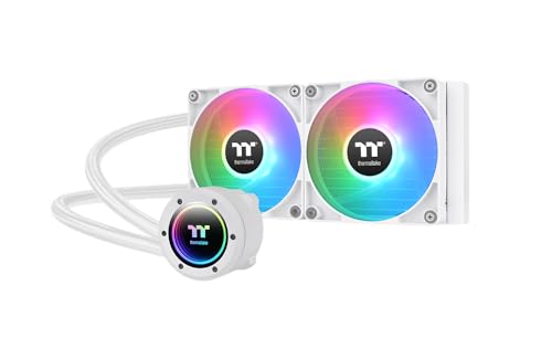 Thermaltake TH240 V2 ARGB Sync/AlO Flüssigkeitskühler/Lüfter 120 mm x 2/PWM 500~2000 U/min/Spiegel Waterblock/MB ARGB Sync Control/Weiß, CL-W364-PL12SW-A von Thermaltake