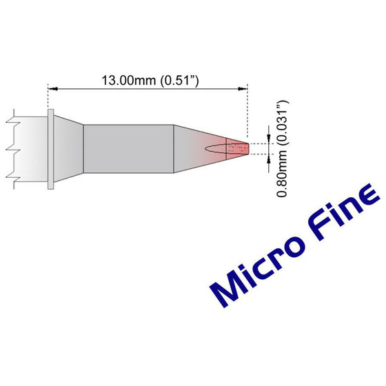 THERMALTRONICS® - Lötspitze Serie M, Meißel, 0.8 x 13.0mm, 350 - 398°C von Thermaltronics
