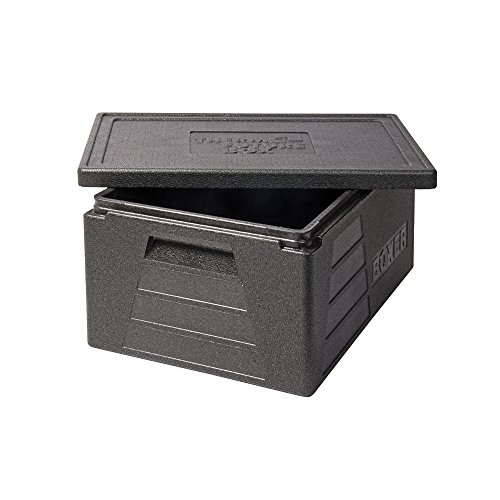 Thermo Future Box Quadratische GN 1/1 Premium Transportbox Warmhaltebox und Isolierbox mit Deckel, Thermobox aus EPP (expandiertes Polypropylen), Schwarz, 42 Liter Boxer von Thermo Future Box