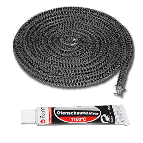 Dichtschnur-Set | 2m Ofendichtung Ø9mm + feuerfestem Kleber von ThermoFlux
