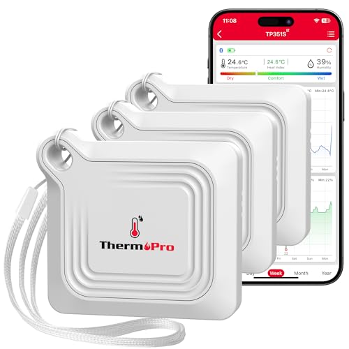 ThermoPro Bluetooth Thermo-Hygrometer Thermometer Innen Luftfeuchtigkeitsmesser Raumthermometer mit APP für Zuhause Keller Gewächshaus TP351 von ThermoPro