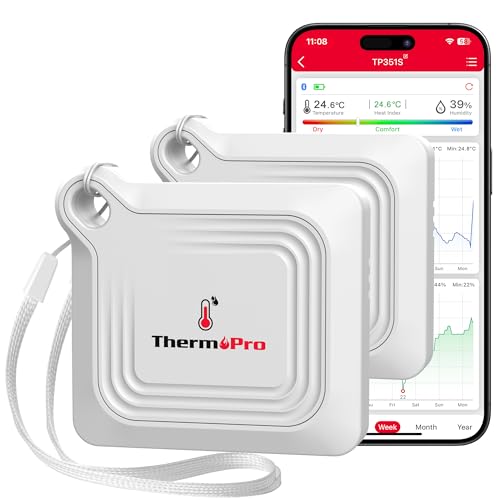 ThermoPro Hygrometer Bluetooth 80M Thermometer Innen Luftfeuchtigkeitmesser Digital Raumthermometer Zimmerthermometermit APP Datenexport & Speichern für Zuhause Weinkeller Gewächshaus Büro 2 Stück von ThermoPro
