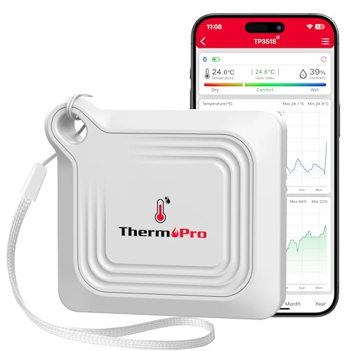 ThermoPro Hygrometer Thermometer Bluetooth 80M Luftfeuchtigkeitsmessgerät Raumthermometer Innen mit APP Datenexport & Speichern Thermo-hygrometer Digital für Innenraum Büro Weinkeller Gewächshaus von ThermoPro