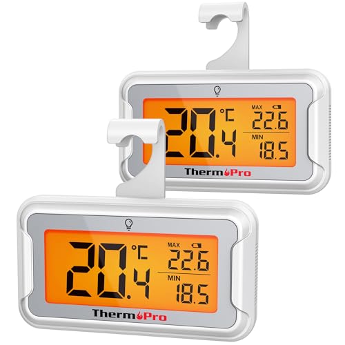 ThermoPro Kühlschrankthermometer Digital mit großem LCD-Display und Hintergrundbeleuchtung Gefrierschrank-thermometer mit Max/Min-Aufzeichnung Thermometer mit Magnet- und Ständeroptionen 2 Stücke ThermoPro Kühlschrankthermometer Digital mit großem LCD-Display und Hintergrundbeleuchtung Gefrierschrank-thermometer mit Max/Min-Aufzeichnung Thermometer mit Magnet- und Ständeroptionen 2 Stücke von ThermoPro