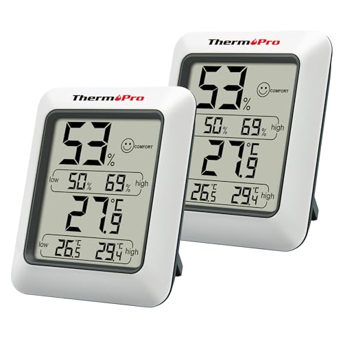 ThermoPro TP50 Digitales Hygrometer, Innen-Thermometer, Raumthermometer und Feuchtigkeitsanzeige, mit Feuchtigkeits- und Temperaturmonitor, 2 Stück ThermoPro TP50 Digitales Hygrometer, Innen-Thermometer, Raumthermometer und Feuchtigkeitsanzeige, mit Feuchtigkeits- und Temperaturmonitor, 2 Stück von ThermoPro