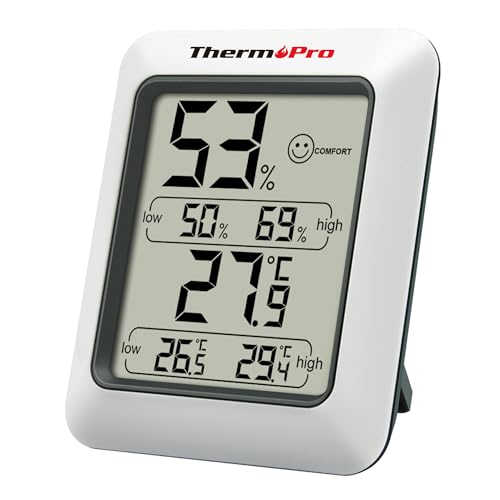 ThermoPro TP50 digitales Thermo-Hygrometer Innen Thermometer Raumthermometer mit Aufzeichnung und Raumklima-Indikator für Raumklimakontrolle Klima Monitor von ThermoPro