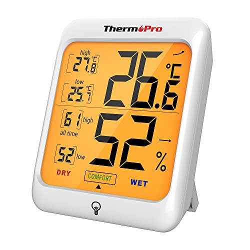 ThermoPro TP53 digitales Thermo-Hygrometer Thermometer Hygrometer Raumluftüberwachtung Temperatur und Luftfeuchtigkeitmessgerät mit Hintergrundbeleuchtung von ThermoPro