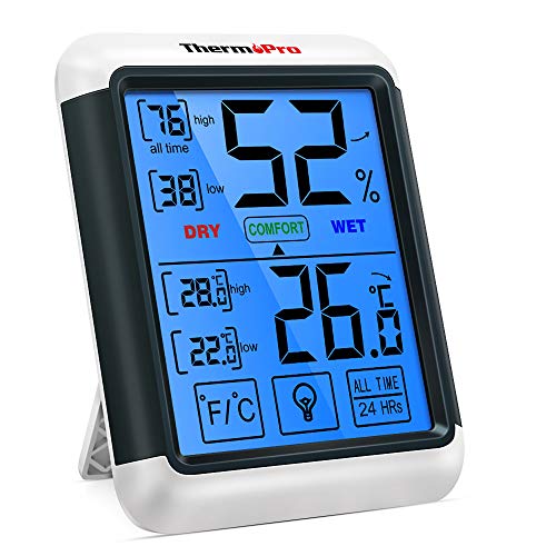 ThermoPro TP55 digitales Thermo-Hygrometer Innen Thermometer Temperatur und Luftfeuchtigkeitmessgerät mit Raumklima-Indikator für Raumklimakontrolle Raumluftüerwachtung von ThermoPro