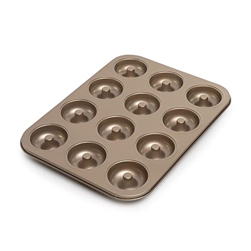 ThermoTasty Donutform Donut Formen 12er anithaftbeschichtet Backform Backblech Kuchen Muffin Kuchenform Bagels Brownies Kekse gold, Durchmesser 6,5cm von ThermoTasty LEICHT & LECKER