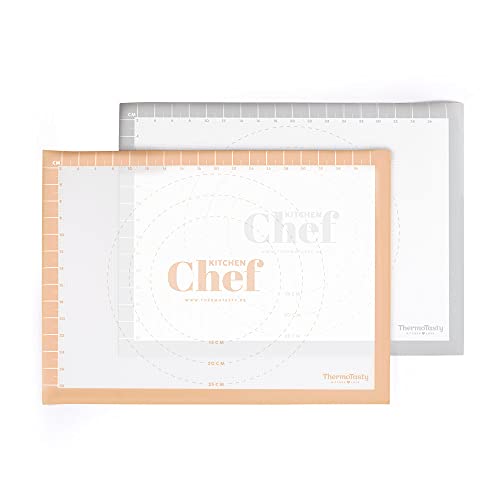 ThermoTasty Silikon Backmatte 2er-Set Kreis-Reliefs und Längeneinheiten in cm antirutsch wiederverwendbar Backunterlage Teigmatte Ausrollmatte Backfolie Arbeitsmatte, ca. 40 x 30 cm ThermoTasty Silikon Backmatte 2er-Set Kreis-Reliefs und Längeneinheiten in cm antirutsch wiederverwendbar Backunterlage Teigmatte Ausrollmatte Backfolie Arbeitsmatte, ca. 40 x 30 cm von ThermoTasty LEICHT & LECKER