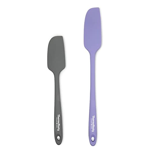 ThermoTasty Teigspatel Küchenspatel Küchenhelfer Spatel Spachtel Winkelpalette Glattstreicher Schaber, 2er-Set flieder/grau ThermoTasty Teigspatel Küchenspatel Küchenhelfer Spatel Spachtel Winkelpalette Glattstreicher Schaber, 2er-Set flieder/grau von ThermoTasty LEICHT & LECKER