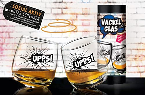 Wackelglas " UPPS! " 2er Set - Designgläser - Whiskyglas Cognacglas - 200ml VOLUMEN - in hochwertiger Geschenkbox von Thermobrass