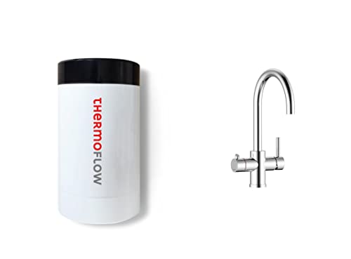 Thermoflow 100R runde Kochendwasser Armatur / bis zu 100°C heißes Wasser / 5 liter Speichervolumen / inkludiert komplettes Zubehör zum Anschluss / Steckerfertig mit Schuko-Stecker von Thermoflow