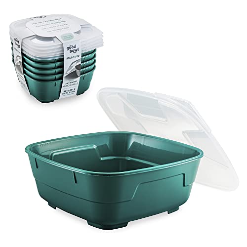 Thermohauser GoodBowl Big, 5er Set, Mehrweg Essensbehälter, 1300 ml To Go Lunchboxen, mikrowellengeeignet, grün von Thermohauser