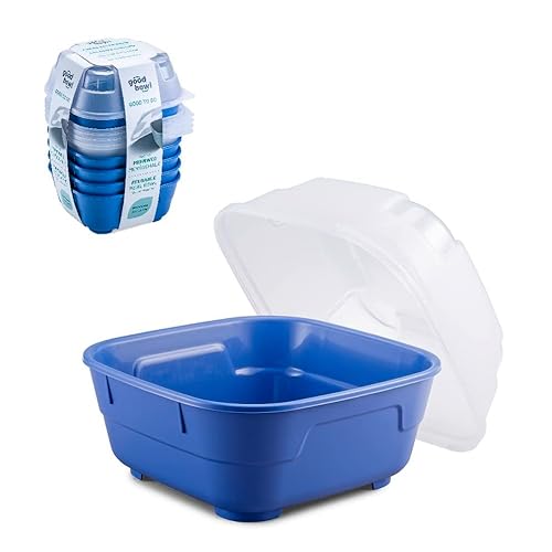 Thermohauser GoodBowl Tiny XL, 5er Set, Mehrweg Essensbehälter, 550 ml, To Go Lunchboxen, mikrowellengeeignet, blau von Thermohauser