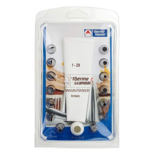 thermohauser Mehrwegspritzbeutel-Set aus Baumwolle STANDARD, 16-Teilig (Spritzbeutel, Adapter, 14 Tüllen) von Thermohauser