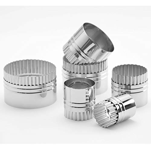 thermohauser Ausstecherset (Edelstahl rostfrei), Rund, Rand glatt/gewellt, 6-tlg., Durchm. 5,0-11,4 cm, verpackt in Blech-Aufbewahrungsdose von Thermohauser