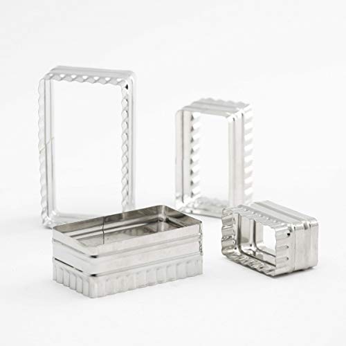thermohauser Ausstecherset (Edelstahl rostfrei), rechteckig, Rand gewellt, 6,4x3,7 - 11,4x6,7 cm, Silber von Thermohauser