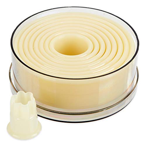 thermohauser Ausstecherset (Nylon), rund und gewellt, weiß, Durchmesser 2,0-10,0 cm, 9-tlg, Kunststoff von Thermohauser