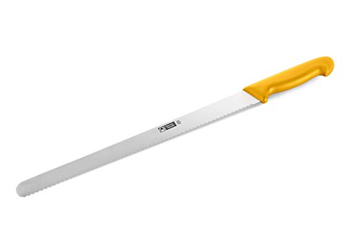 thermohauser Konditormesser (Stahl, rostfrei), einseitiger Wellenschliff, mit gelbem Kunststoffgriff, Klinge 36 cm, Gelb von Thermohauser