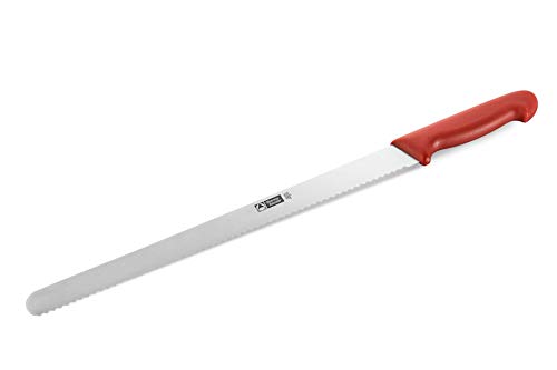 thermohauser Konditormesser (Stahl, rostfrei), einseitiger Wellenschliff, mit rotem Kunststoffgriff, Klinge 36 cm, Rot von Thermohauser