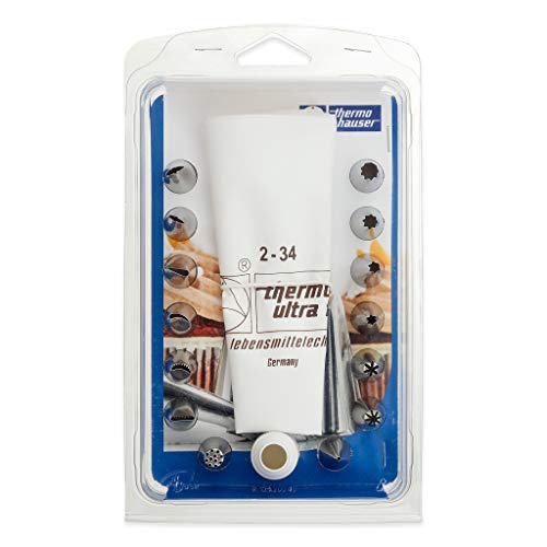 thermohauser Mehrwegspritzbeutel-Set aus Polyester ULTRA FLEX, 16-Teilig (Spritzbeutel, Adapter, 14 Tüllen), Rosa von Thermohauser