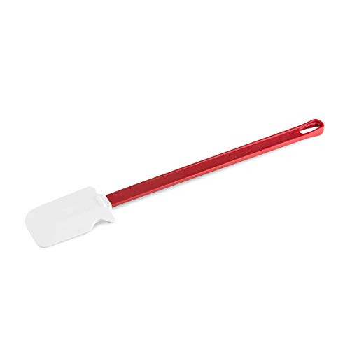 thermohauser Stielschaber (Silikon) weiß,42,0x7,0cm, Spatula, roter Griff (Nylon) von Thermohauser