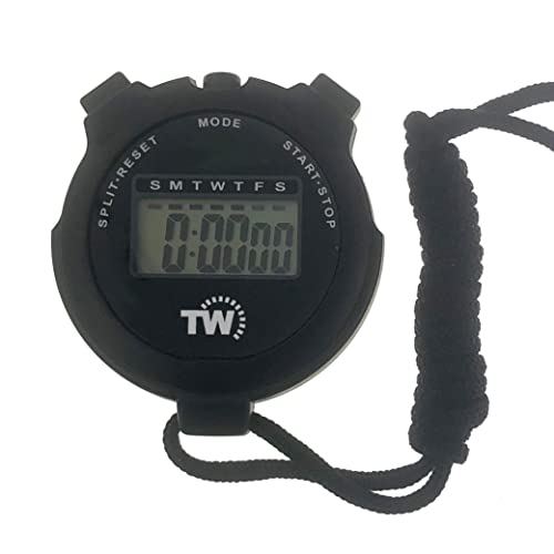 Digitale Stoppuhr Timer Runde Split Sport Stoppuhr mit Uhr Kalender Alarm, Großes Display Stoppuhr Ideal für Sport Trainer Schwimmen Laufen Training Schwarz von Thermometer World