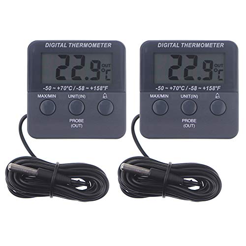 Digitales Kühlschrankthermometer mit Temperaturwarnalarm und max. Min. – Kühlschrank-Gefrierschrank-Thermometer zur Überwachung der Aufbewahrung von gekühlten Lebensmitteln, 2 Stück Digitales Kühlschrankthermometer mit Temperaturwarnalarm und max. Min. – Kühlschrank-Gefrierschrank-Thermometer zur Überwachung der Aufbewahrung von gekühlten Lebensmitteln, 2 Stück von Thermometer World