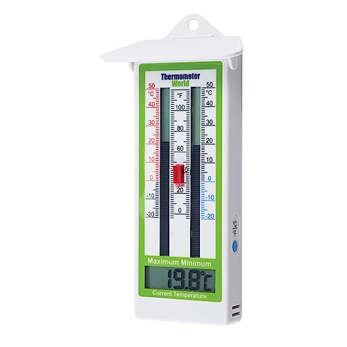 Digitales Gewächshaus-Thermometer – Klassisches Min-Max-Thermometer zur Messung von Maximal- und Minimaltemperaturen – Wandmontiertes Gewächshaus-Minimum-Maximum-Thermometer von Thermometer World