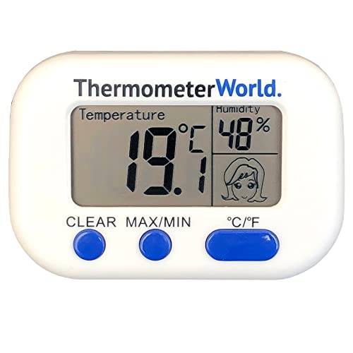 Digitales Max Min-Thermometer-Hygrometer, Überwachung von Höchst- und Minimaltemperaturen und Luftfeuchtigkeit, Taschengröße, maximales Minimal-Thermometer und Hygrometer, für Schreibtisch von Thermometer World