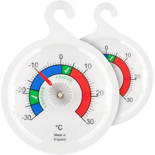 Doppelpack Kühlschrank Thermometer Zifferblatt Kühlschrank Thermometer 65 mm Zifferblatt Kühlschrank Gefrierschrank Thermometer mit farbigen Zonen von Thermometer World